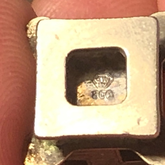 VTG 800 German Silver Log Cabin Cottage House on Stilts Charm~ Signed~ 1" x 1" - Picture 7 of 8